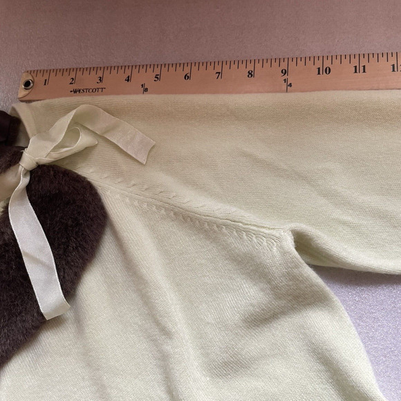 Vintage Y2K Evan Picone Sweater Women Medium Green Removable Faux Fur Collar Top - Picture 8 of 11